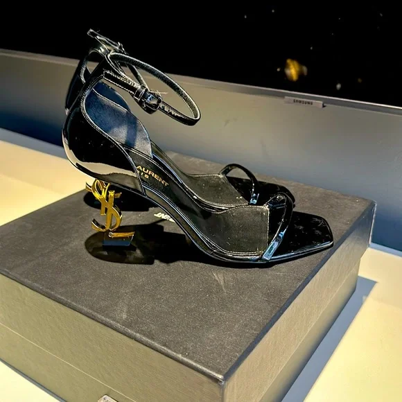 BEAUTIFUL YSL logo heel strappy sandals, size 6 1/2! - Picture 1 of 7